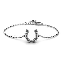 Horseshoe Bracelet with Two Stones and Accents in 925 Sterling Silver