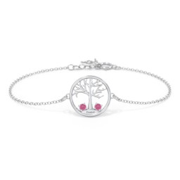 1 - 4 Stone Family Tree Bracelet in 925 Sterling Silver with Ruby, Blue Topaz, and Emerald