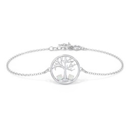 1 - 4 Stone Family Tree Bracelet in 925 Sterling Silver with Opal, Blue Topaz, and Emerald