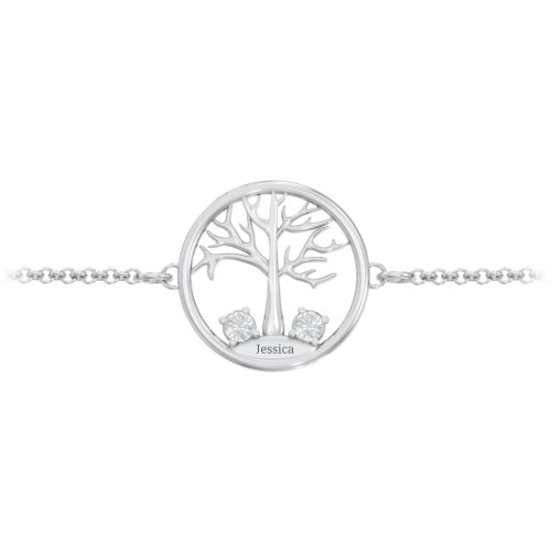 1 - 4 Stone Family Tree Bracelet – Sterling Silver with Aquamarine