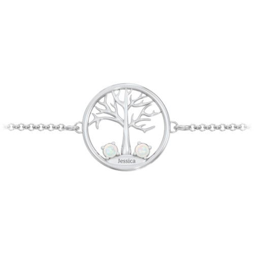 1 - 4 Stone Family Tree Bracelet – Sterling Silver with Opal
