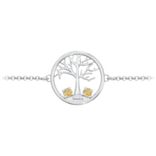 1 - 4 Stone Family Tree Bracelet – Sterling Silver with Citrine