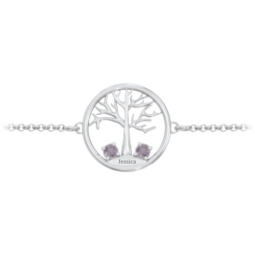 1 - 4 Stone Family Tree Bracelet – Sterling Silver with Alexandrite