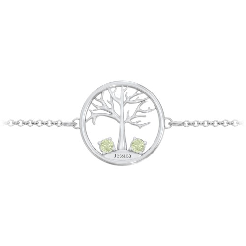 1 - 4 Stone Family Tree Bracelet – Sterling Silver with Peridot