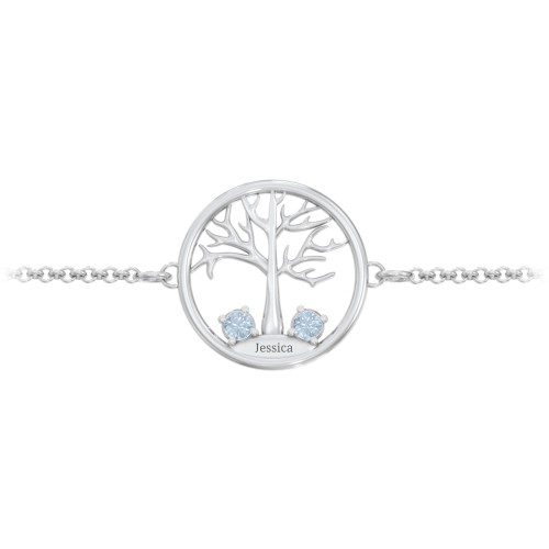 1 - 4 Stone Family Tree Bracelet – Sterling Silver with Blue Topaz