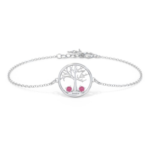 1 - 4 Stone Family Tree Bracelet – Sterling Silver with Ruby
