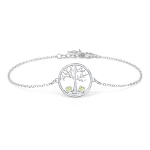 1 - 4 Stone Family Tree Bracelet – Sterling Silver with Peridot