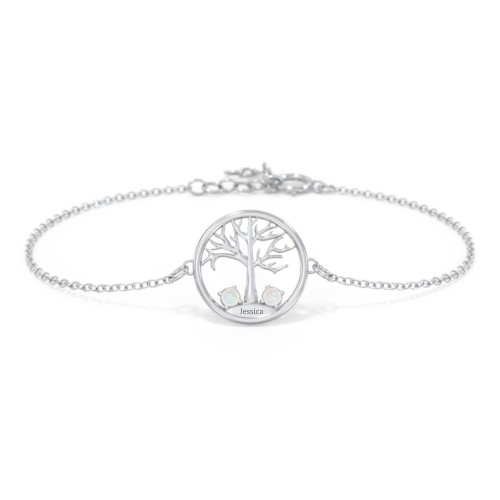 1 - 4 Stone Family Tree Bracelet – Sterling Silver with Opal