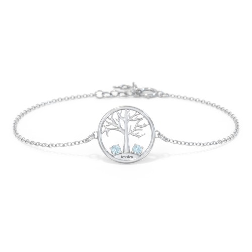 1 - 4 Stone Family Tree Bracelet – Sterling Silver with Blue Topaz