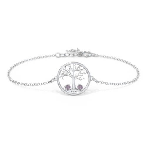 1 - 4 Stone Family Tree Bracelet – Sterling Silver with Alexandrite