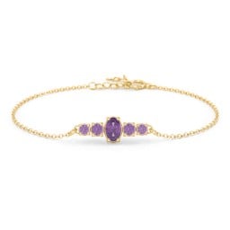 Oval Centre with 4 Side Round Stones Bracelet