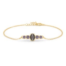 Oval Centre with 4 Side Round Stones Bracelet