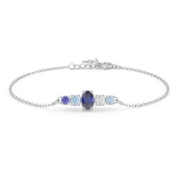 Oval Centre with 4 Side Round Stones Bracelet