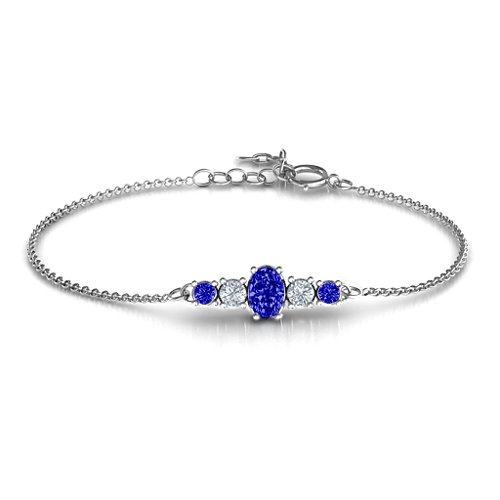 Oval Centre with 4 Side Round Stones Bracelet