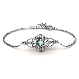 Vintage Star of David Bracelet in 925 Sterling Silver with Opal