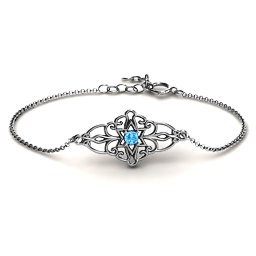 Vintage Star of David Bracelet in 925 Sterling Silver with Blue Topaz