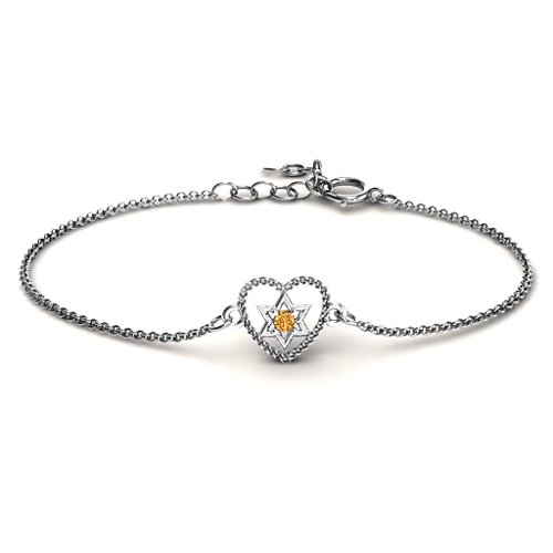 Chained Heart with Star of David Bracelet