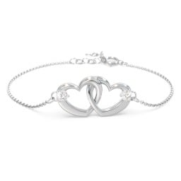 Interlocking Heart Promise Bracelet with Two Stones