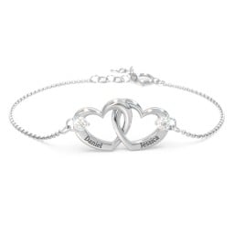 Interlocking Heart Promise Bracelet with Two Stones