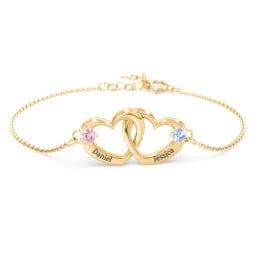 Interlocking Heart Promise Bracelet with Two Stones