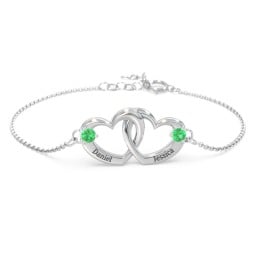 Interlocking Heart Promise Bracelet with Two Stones