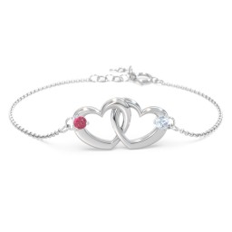 Interlocking Heart Promise Bracelet with Two Stones