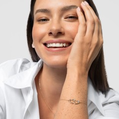 Interlocking Heart Promise Bracelet with Two Stones