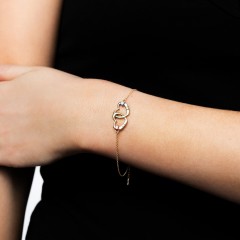 Interlocking Heart Promise Bracelet with Two Stones