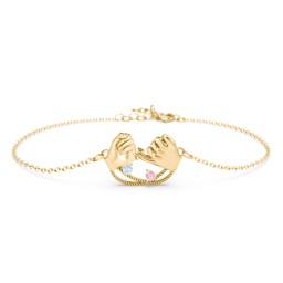 Pinky Swear Promise Bracelet in 18K Gold Plated Silver with Aquamarine and Pink Tourmaline