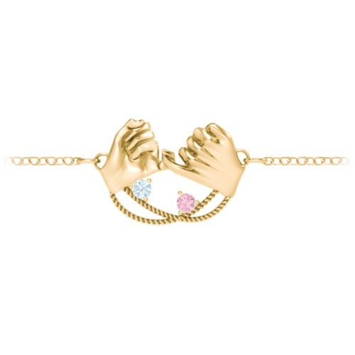 Pinky Swear Promise Bracelet – 18K Gold Plated Silver with Aquamarine and Pink Tourmaline