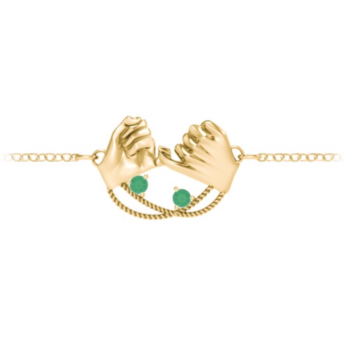Pinky Swear Promise Bracelet – 18K Gold Plated Silver with Emerald