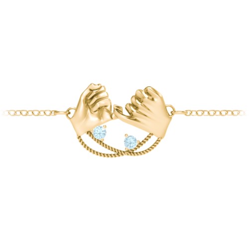 Pinky Swear Promise Bracelet – 18K Gold Plated Silver with Blue Topaz