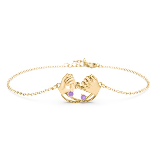 Pinky Swear Promise Bracelet – 18K Gold Plated Silver with Amethyst