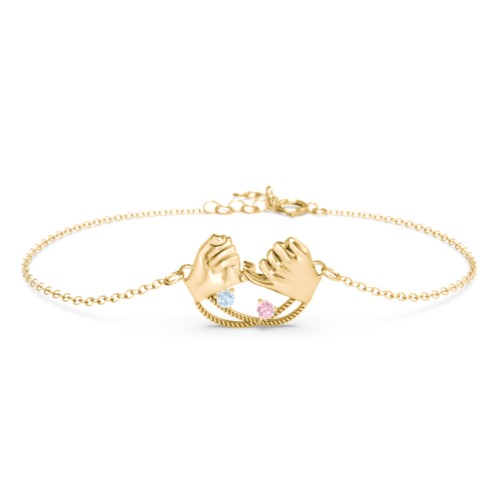 Pinky Swear Promise Bracelet – 18K Gold Plated Silver with Aquamarine and Pink Tourmaline