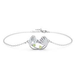 Pinky Swear Promise Bracelet in 925 Sterling Silver with Peridot