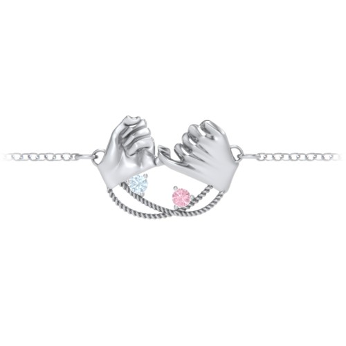 Pinky Swear Promise Bracelet – Sterling Silver with Aquamarine and Pink Tourmaline