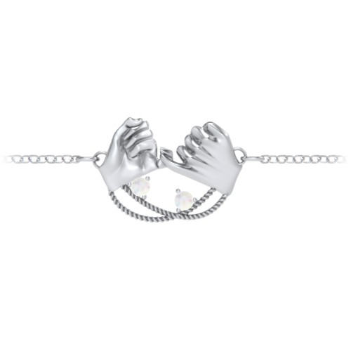 Pinky Swear Promise Bracelet – Sterling Silver with Opal