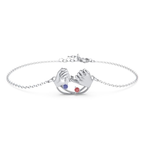 Pinky Swear Promise Bracelet – Sterling Silver with Blue Sapphire and Garnet