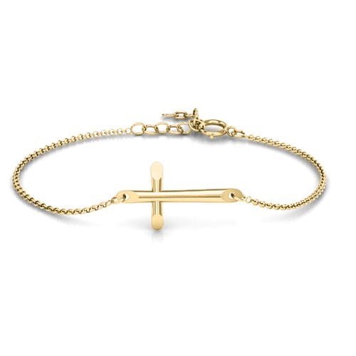 Modern Cross Bracelet – 9kt Yellow Gold