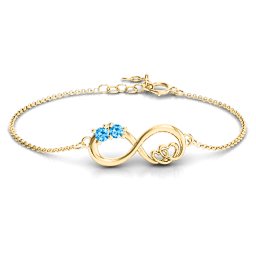 Double the Love Infinity Bracelet in 18K Gold Plated Silver with Blue Topaz