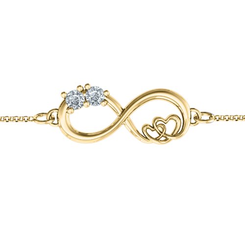 Double the Love Infinity Bracelet – 18K Gold Plated Silver with Cubic Zirconia