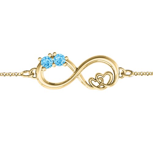 Double the Love Infinity Bracelet – 18K Gold Plated Silver with Blue Topaz