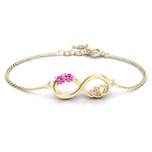 Double the Love Infinity Bracelet – 18K Gold Plated Silver with Pink Tourmaline