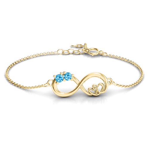 Double the Love Infinity Bracelet – 18K Gold Plated Silver with Blue Topaz
