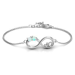 Double the Love Infinity Bracelet in 925 Sterling Silver with Opal