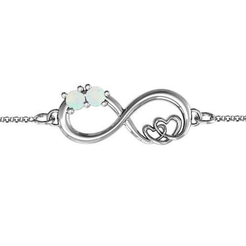Double the Love Infinity Bracelet – Sterling Silver with Opal