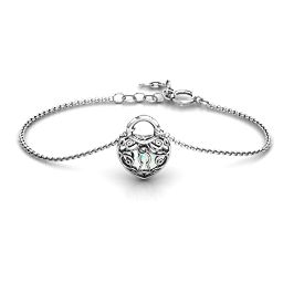 True Love's Lock Caged Bracelet in 925 Sterling Silver with Opal