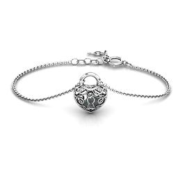 True Love's Lock Caged Bracelet in 925 Sterling Silver with Alexandrite