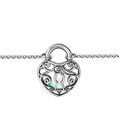 True Love's Lock Caged Bracelet – Sterling Silver with Opal