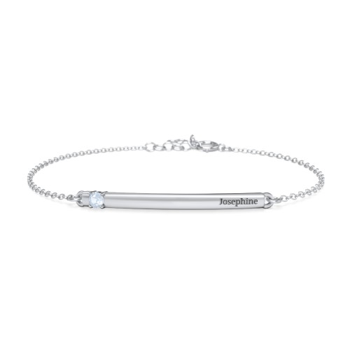 Engraveable Bar Bracelet with 1-5 Stones
